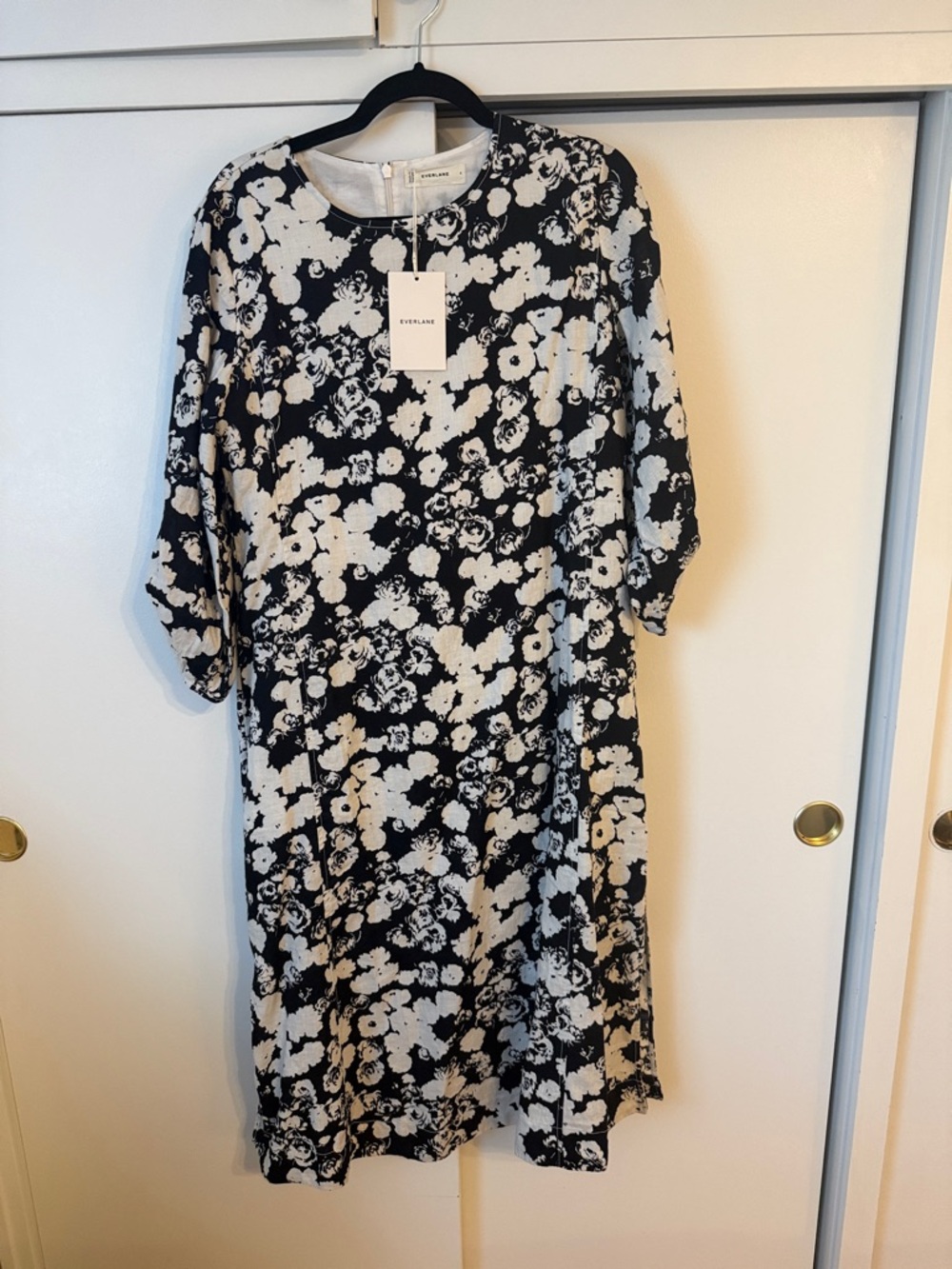 Everlane Black and White Floral Midi Dress